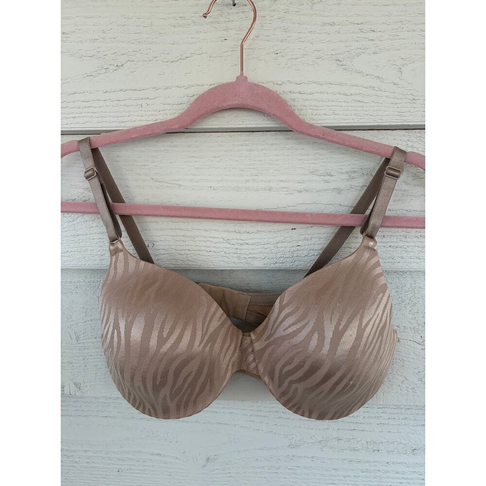 Nude Zebra Print T-Shirt Bra Full Coverage Underwire Beige Neutral Everyday 34D